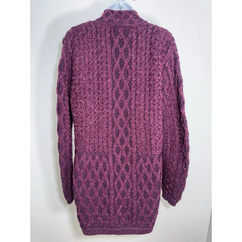 Aran Crafts Ireland Women XXL Merino Wool Zip Cardigan Sweater Fisherman Cable - Picture 5 of 10